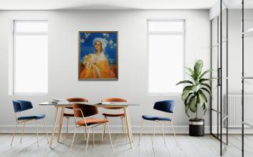 Dame met ruiker in de handen – Oil on canvas – Karel Van Belle – 1942