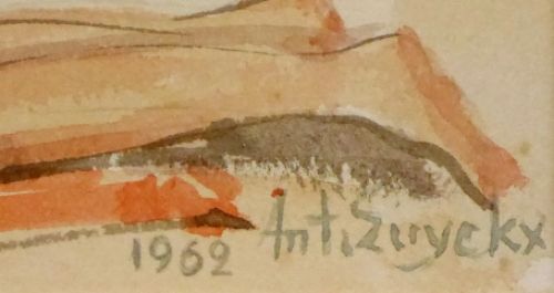 Aquarelschilderijtje van Antoon Luyckx