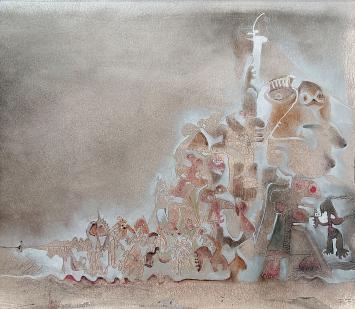 Surrealistisch werk, de stoet