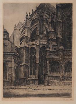 Belgische etser Henri Mortiaux met een ets uit 1939