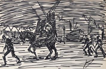 Arbeiders op stap Antwerpse kunstenaar Jos Mous