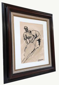 Tekening, Samen aan het werk met zakgoed aan de haven