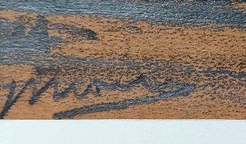 Jos Mous met een tekening in een breed kader