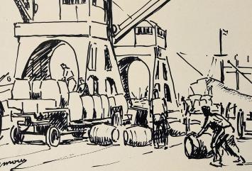 Jos Mous met een viltstifttekening