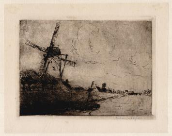 Maurice Seghers met een ets van Damme