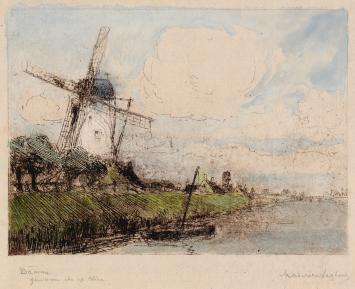 Kunstwerkje van Maurice Seghers op Chine papier