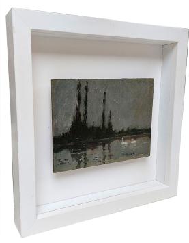 Twee witte zwanen op de vijver – Oil on panel – Marten Van der Loo – Early 20th Century