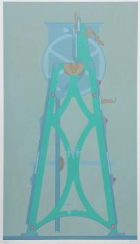 Roger Nellens met een zeefdruk gedrukt op 75 exemplaren