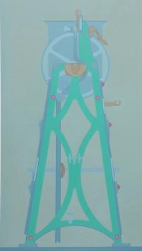 Kunstwerk op papier van Roger Nellens in een kader