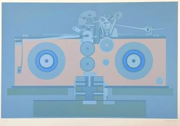 Roger Nellens met een zeefdruk gedrukt op 75 exemplaren