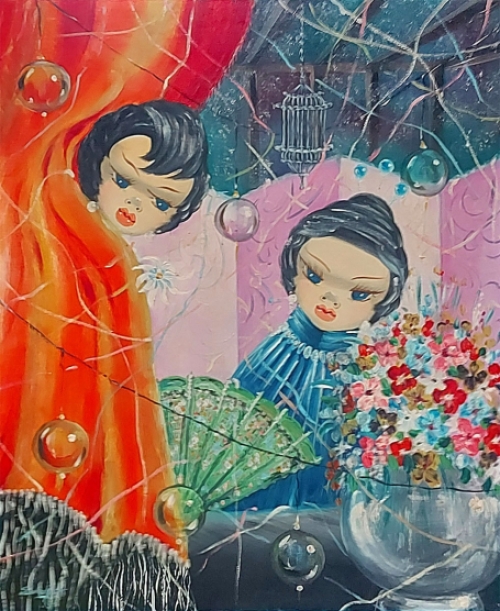 Schilderij door de Franse kunstenaar Nico Slama