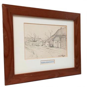 Tekening, Boerderij in Hollands landschap