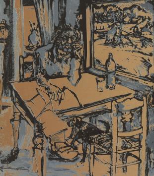 Marcel Notebaert met een litho die genummerd is