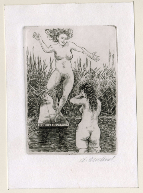 Tsjechische kunstenaar Antonín Odehnal met een ex libris