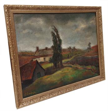 Landschapje met donkere wolken
