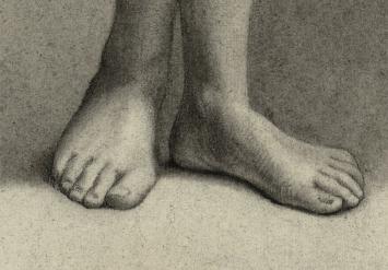 19 de eeuwse tekening, naakte jonge dame