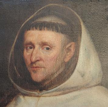 Zéér oud schilderij met een karmelieten  monnik