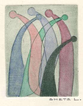 Een opgehoogde abstracte ets van Léon Smets