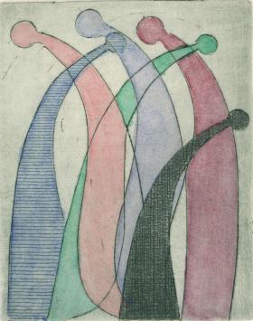 De Mechelse etser Léon Smets met een klein grafisch kunstwerkje