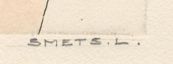 Opgehoogde ets, verlegen staande dame 2/25