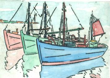 Mechelse kunstenaar L. Smets met een grafisch kunstwerk