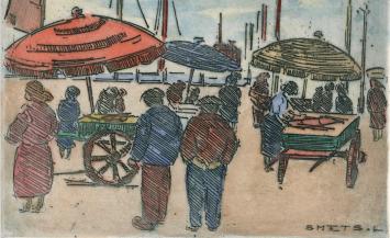 Visverkopers op de kade te Oostende