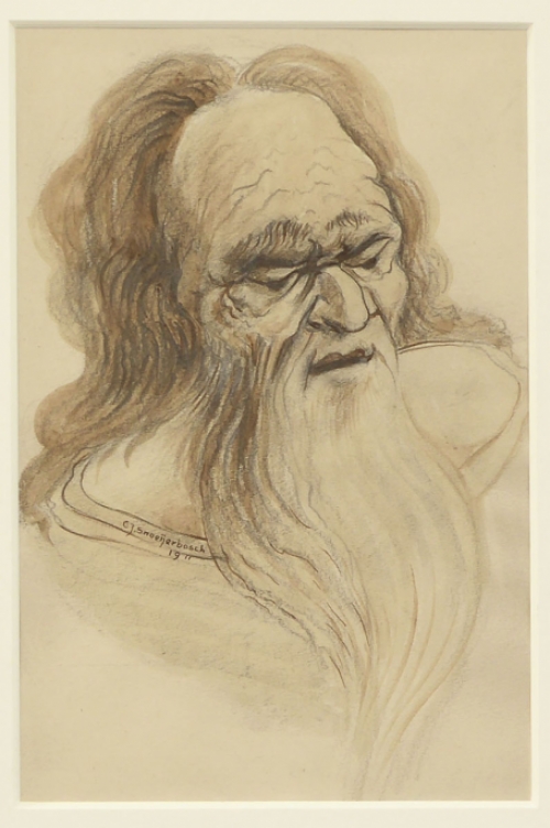 Á¨Portret van een oude grijsaard van Cornelis Johannes Snoeijerbosch
