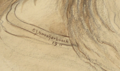 Tekening van Hollandse kunstenaar C. Snoeijerbosch