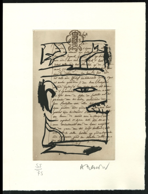 Kunstwerk op papier van Pierre Alechinsky