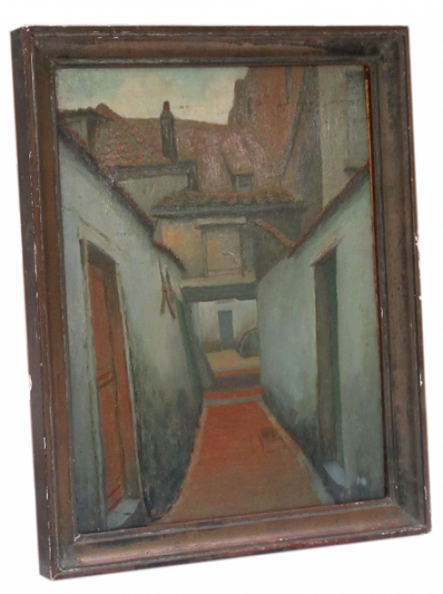 Hippolyte Prat met een olieverschilderij