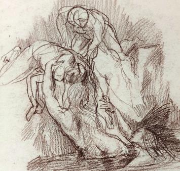 Belgische kunstenaar Paul Joostens met een tekening