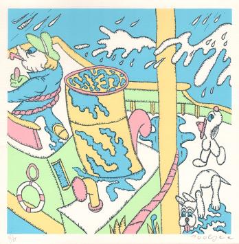 Grafisch kunstwerk van de Belgische lithomaker Pjeroo Roobjee