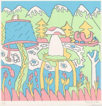 Grafisch kunstwerk van de Belgische lithomaker Pjeroo Roobjee