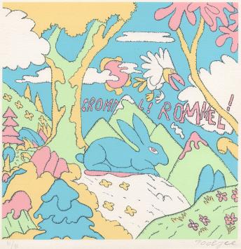 Grafisch kunstwerk van de Belgische lithomaker Pjeroo Roobjee