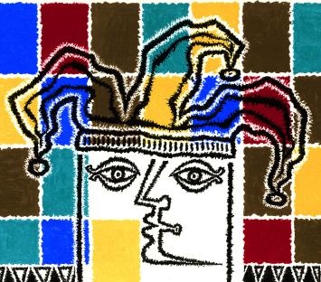 Pinchas Shaar  met een grafisch kunstwerk