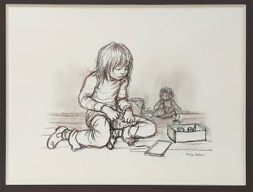 Belgische graficus  Paul Smolders met een tekening