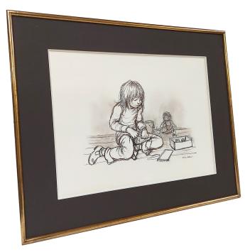 Tekening, het spelende kindje