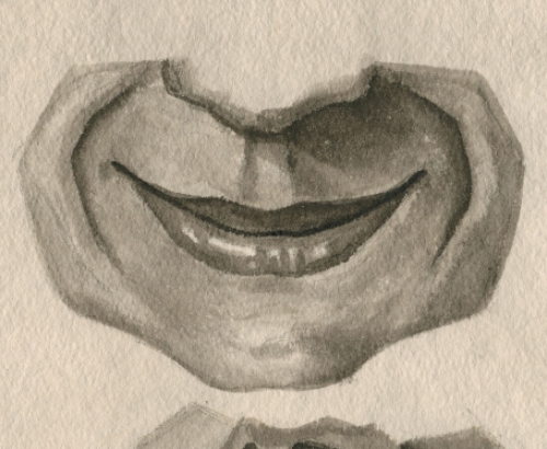 Aquarel 1985 Lachende monden