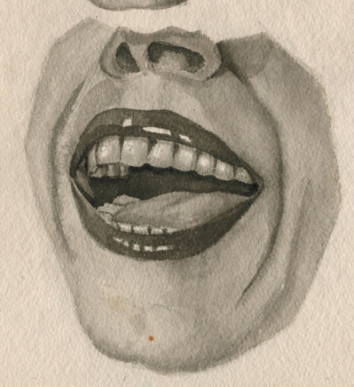 Aquarel 1985 Lachende monden