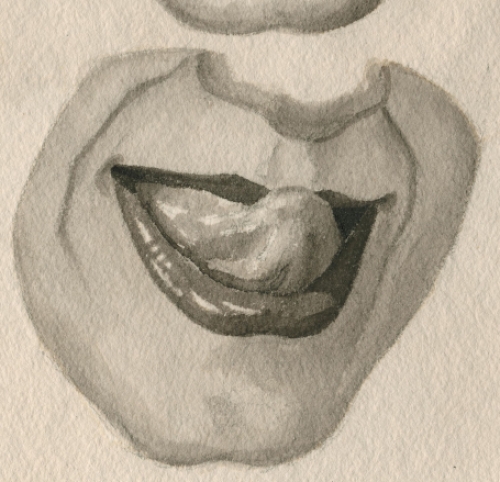 Aquarel 1985 Lachende monden