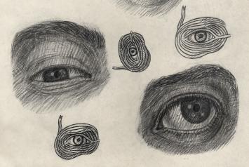Tekening van P. Van Dessel uit 1984, ogen