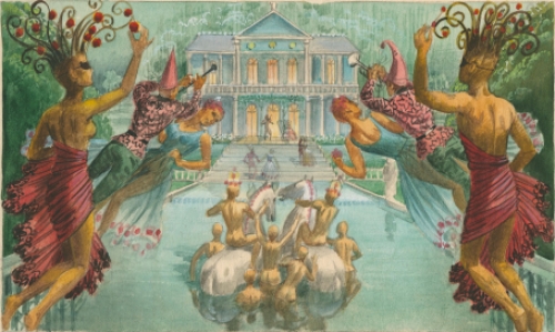 Waterverfschilderij door de Belgische kunstenaar Pascal Van Den Steen