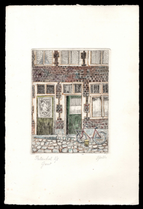 Originele ingekleurde ets kopen van Gustaaf Prils