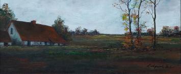 Fris herfstlandschap met boerderij