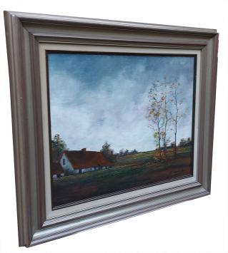 Fris herfstlandschap met boerderij