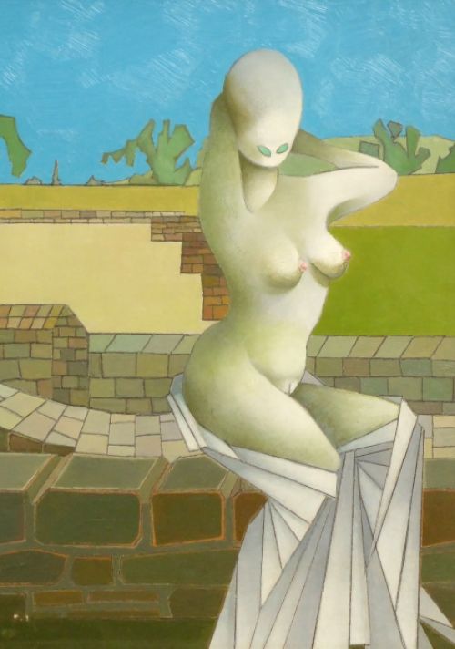 Belgische kunstenaar Paul Dufrane surrealistisch schilderij