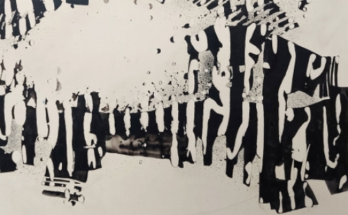 Schilderij van Paul Grusenmeyer, Abstractie compositie