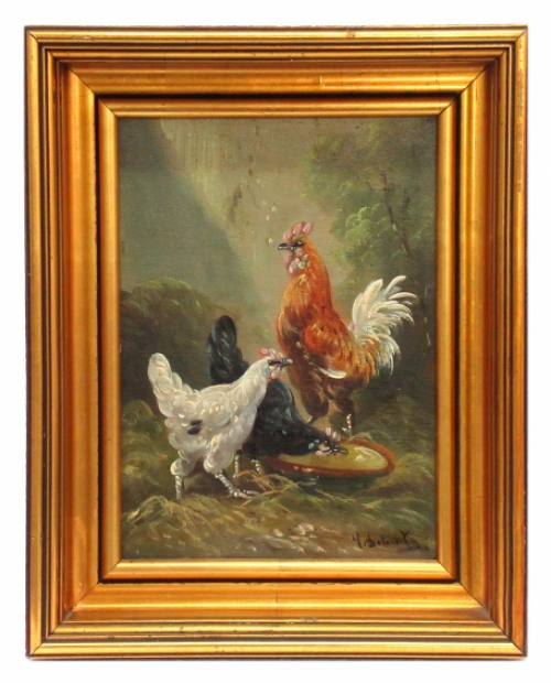 Paul Schouten met kippen en een haan