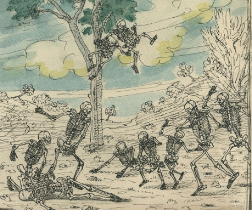 Paul Van Dessel met een tekening 1987