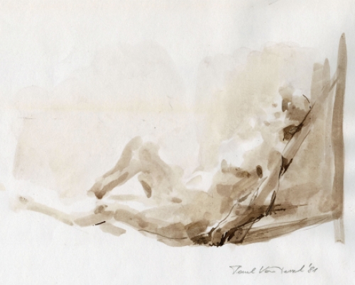 Aquarel uit 1981 van de Antwerpse kunstenaar Paul Van Dessel kopen